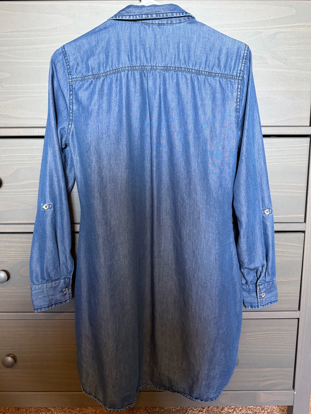 Guess Blue Chambray Button-Front Mini Dress - Picture 8 of 9